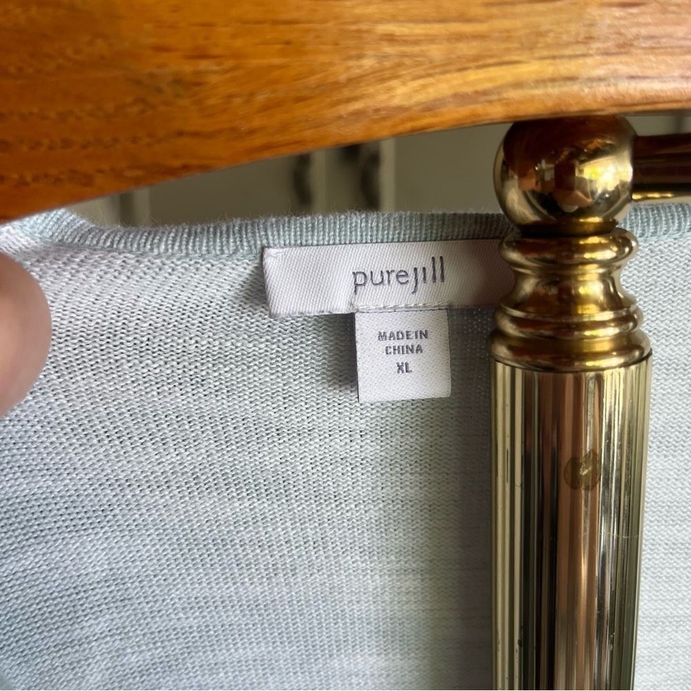 J. Jill PureJill Soft Cotton Light Blue Tunic-length V-Neck Sweater - Picture 7 of 10